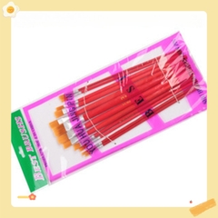 Bút lông - Cọ vẽ - Cọ tô màu đầu dẹt lông mịn set 12 Cọ Vẽ  bút lông thân gỗ