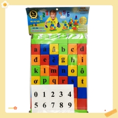 Xếp hình thông minh  40 chi tiết nhựa an toàn cho bé ( Đủ bảng chữ + Số) VJG029 hàng việt nam