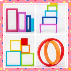 Đồ chơi xếp hình màu cầu vồng. tam giác.hình vuông. tròn, bằng gỗ  montessori cho trẻ em