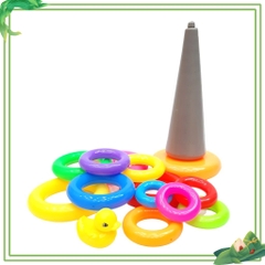 Đồ chơi xếp tháp vòng Vịt size đại 12 vòng, 1 vịt, 1 chân đế tháp bằng nhựa an toàn
