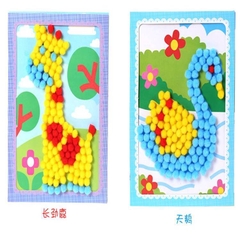 Tranh tạo hình trang trí làm thủ công bằng hạt ponpon cho trẻ làm Steam sáng tạo