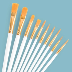 Set 10 Cọ Vẽ Màu Nước Cán Nhựa Gồm 2 Loại Đầu Cọ  vẽ  cho bé