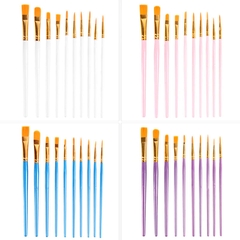 Set 10 Cọ Vẽ Màu Nước Cán Nhựa Gồm 2 Loại Đầu Cọ  vẽ  cho bé