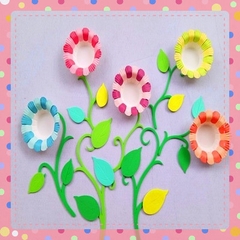 Đĩa hoa giấy màu trang trí  lớp handmade mầm non - Tiểu học ( set 5 cái)