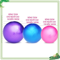 Bóng Tập YOGA Cao Cấp Chống Nổ, Banh Yoga Giãn Cơ Tập Size 75CM  ( Tặng bơm bóng )-Bóng Trơn