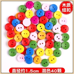 Set 40 cúc áo gỗ nhiều màu sắc làm hanmade steam sáng tạo dán tranh mầm non - tiểu học