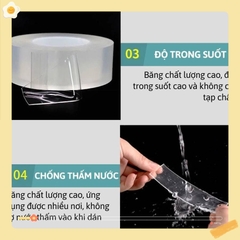Băng Dính 2 Mặt Siêu Dính Băng Keo Nano Trong Suốt chịu lực và chịu nhiệt tốt