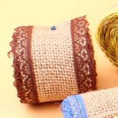 Ruy băng vải bố phụ kiện trang trí hanmade, decor  Màu sắc: Nâu vintage thủ công mầm non