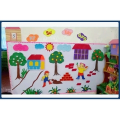 Bạt trắng trang trí làm nền bảng chủ đề lơpd học mầm non ( tính mét dài ) độ dài tùy chỉnh