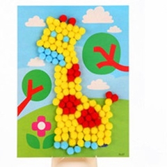 Tranh tạo hình trang trí làm thủ công bằng hạt ponpon cho trẻ làm Steam sáng tạo