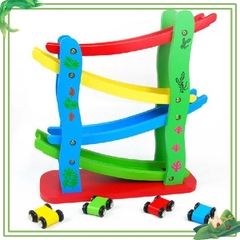 ĐỒ CHƠI XE Ô TÔ CẦU TRƯỢT 4 TẦNG BẰNG GỖ – ĐỒ CHƠI THÔNG MINH CHO BÉ TỪ 2–10 TUỔI  bằng gỗ