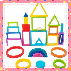 Đồ chơi xếp hình màu cầu vồng. tam giác.hình vuông. tròn, bằng gỗ  montessori cho trẻ em