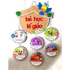 Bảng Nội quy lớp học- bé học  lễ giáo trang trí lớp học mầm non