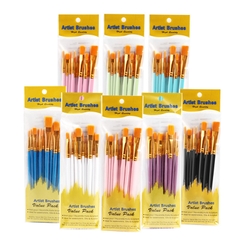 Set 10 Cọ Vẽ Màu Nước Cán Nhựa Gồm 2 Loại Đầu Cọ  vẽ  cho bé