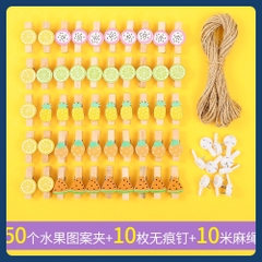 Set  50 kẹp gỗ màu nhiều hình ngộ nghĩnh Deco trang trí ( tặng kèm dây treo)