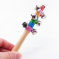 Lục lạc tay cầm gỗ cầu vồng đồ chơi sơ sinh phát âm thanh