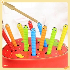 Đồ Chơi Bắt Sâu Bằng Gỗ, hình trái táo  Giáo Dục Sớm Montessori
