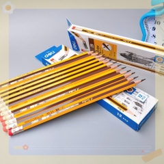 Bút chì 2B Deli học sinh - Viết chì - Scribe kẻ sọc vàng sọc đen - 12 chiếc/ hộp - C004