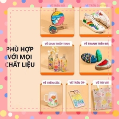 [Set 12 - 24- 36 - 48 Màu] Bút Sơn 2 đầu Acrylic Marker  Vẽ Viết Màu DIY Trên Nhiều Chất Liệu Màu Tươi Sáng
