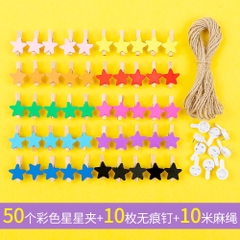 Set  50 kẹp gỗ màu nhiều hình ngộ nghĩnh Deco trang trí ( tặng kèm dây treo)