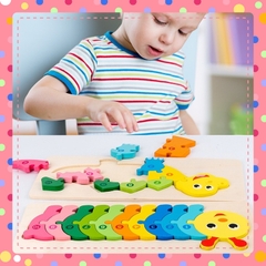 Xếp hình  tranh ghép hình gỗ nổi nối số 3D to đẹp cho bé học số đếm cực dễ GIáo Cụ Montessori