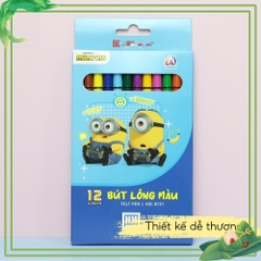 Bút lông màu Hồng Hà bút lông màu vẽ làm quà tặng Minions (12/18/24 màu) - 8121/8122/8123