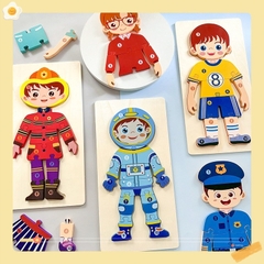 Bảng ghép 3D các nghề đồ chơi bằng gỗ - GIáo Cụ Montessori - Phát triển tư duy sớm