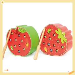 Đồ Chơi Bắt Sâu Bằng Gỗ, hình trái táo  Giáo Dục Sớm Montessori