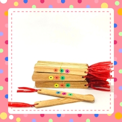 Thanh phách âm nhạc gỗ có tua màu sặc sỡ cho trẻ học gõ nhịp điệu tiết tấu (set 5 đôi)