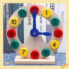 ĐỒNG HỒ GỖ ĐỂ BÀN MONTESSORI GIáo Cụ Montessori - ĐỒ CHƠI Phát triển tư duy sớm
