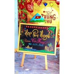 Bảng ĐEN MENU 1 mặt đen viết phấn khung gỗ  có giá đỡ dành cho các cửa hàn g cafe,trà sữa, trà chanh, đồ ăn nhanh