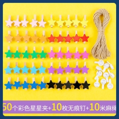 Set  50 kẹp gỗ màu nhiều hình ngộ nghĩnh Deco trang trí ( tặng kèm dây treo)