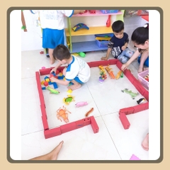 Đồ chơi gạch xây dựng nhựa an toàn mầm non túi 20 viên