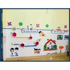 Bạt trắng trang trí làm nền bảng chủ đề lơpd học mầm non ( tính mét dài ) độ dài tùy chỉnh