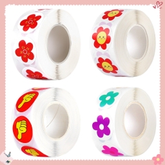 Cuộn 500 sticker dễ thương đa dạng , chất liệu giấy dán chắc chắn, dùng trang trí và khen thưởng học sinh
