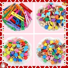 Kẹp gỗ  nhiều màu nghộ nghĩnh set 50 kẹp tặng kèm dây treo