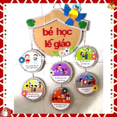 Bảng Nội quy lớp học- bé học  lễ giáo trang trí lớp học mầm non