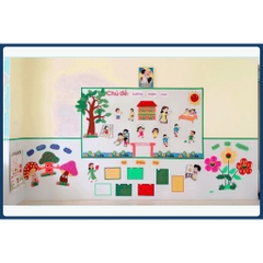 Bạt trắng trang trí làm nền bảng chủ đề lơpd học mầm non ( tính mét dài ) độ dài tùy chỉnh