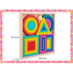 Đồ chơi xếp hình màu cầu vồng. tam giác.hình vuông. tròn, bằng gỗ  montessori cho trẻ em