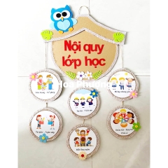 Bảng Nội quy lớp học- bé học  lễ giáo trang trí lớp học mầm non