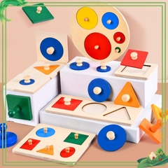 Set 5 Bảng Ghép Hình gỗ Giáo Cụ Montessori - Đồ Chơi Phát Triển Tư Duy Phối Hợp Tay Mắt