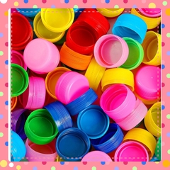 100 Nắp chai nhựa nhiều màu size 32mm - làm thủ công handmade  mầm non - tiểu học