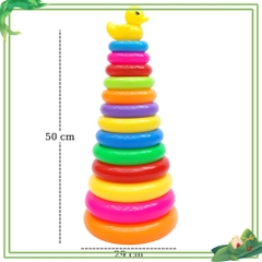 Đồ chơi xếp tháp vòng Vịt size đại 12 vòng, 1 vịt, 1 chân đế tháp bằng nhựa an toàn