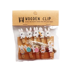 Set 10 kẹp gỗ treo ảnh trang trí tặng kèm 2 m dây hoạt hình nhiều mẫu
