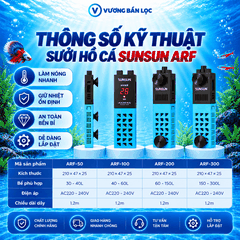 Sưởi bể cá Sunsun ARF thế hệ mới - Chỉnh nhiệt độ bên ngoài, hiển thị nhiệt độ chính xác