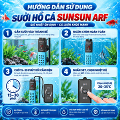 Sưởi bể cá Sunsun ARF thế hệ mới - Chỉnh nhiệt độ bên ngoài, hiển thị nhiệt độ chính xác