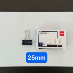 Kẹp Bướm Deli Màu Đen 15mm 25mm 41mm Hộp 12 Cái