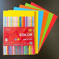 Giấy A4 80GSM (giấy mềm) PGrand trộn 5 Màu Vàng Chanh, Xanh Dương, Cam, Xanh Lá, Đỏ