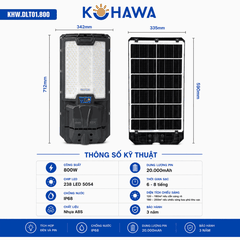 ĐÈN ĐƯỜNG LIỀN THỂ CAO CẤP NĂNG LƯỢNG MẶT TRỜI KOHAWA 800W