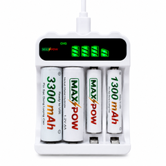 Combo 1 Sạc + 4 pin 3300mAh(AA) + 4 pin 1300mAh(AAA)